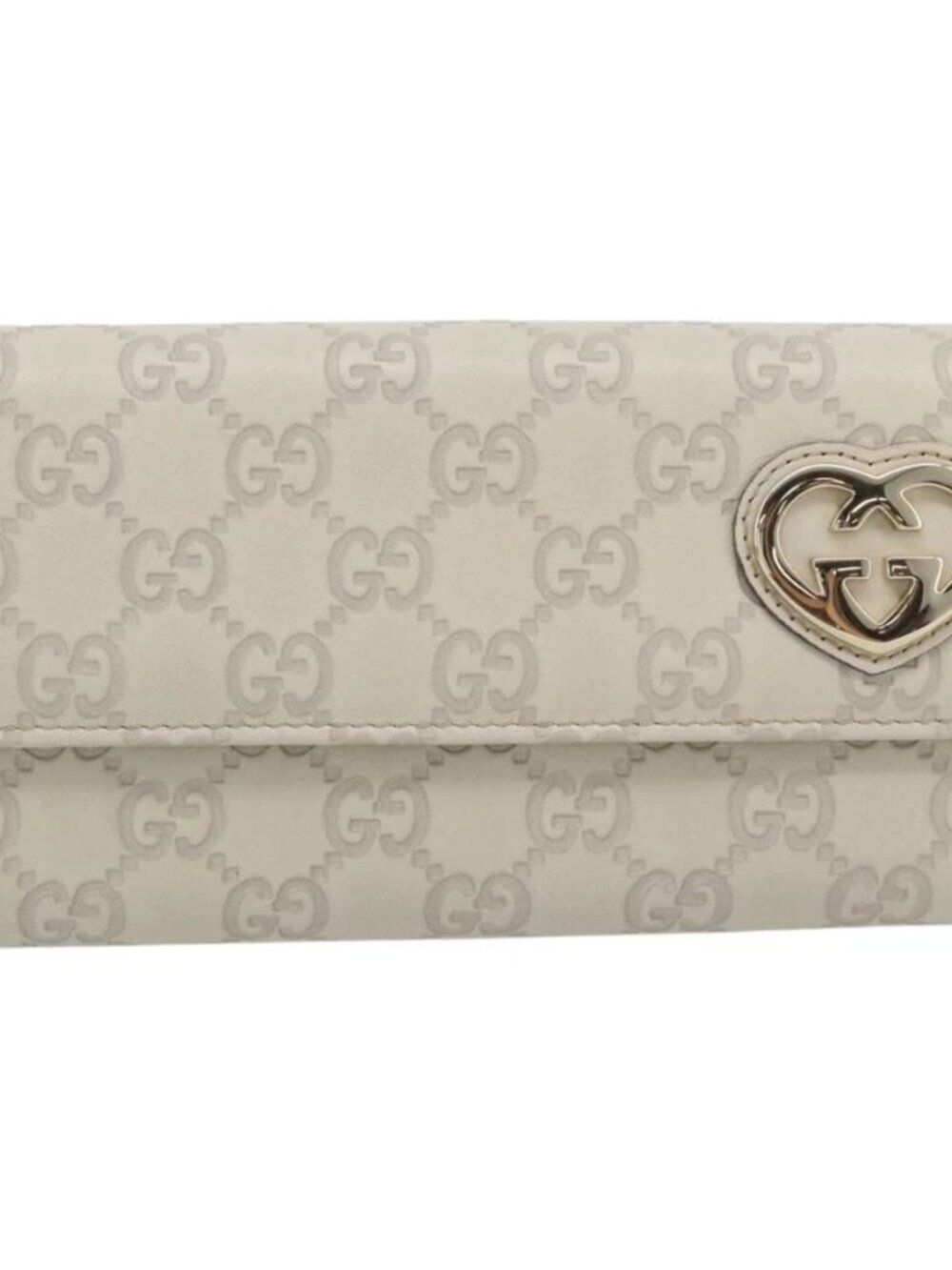 GUCCI GG Canvas Guccissima Lovely Heart Wallet Leather Ivory 251861 Auth 182242V - Picture 13 of 16